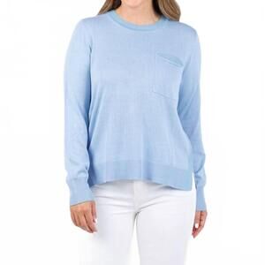 NEW PEACE OF CLOTH metallic pocket crew sweater in powder blue